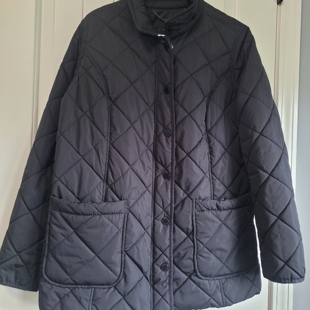 Black Jacket Lightweight Womens Size M Isaac Mizrahi Live Brand Cheetah lining